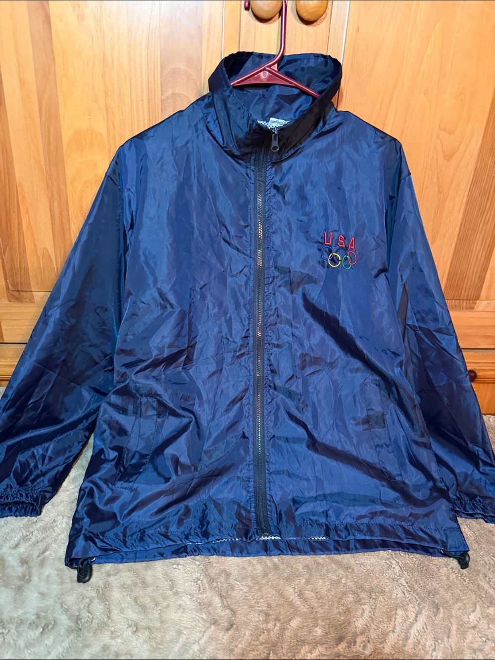 Vintage USA Olympic Navy Windbreaker Zip Jacket - Medium